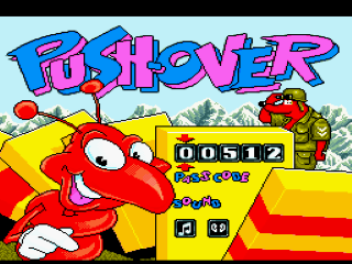 Push-Over title screen for Super Nintendo